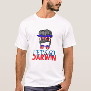 Let's Go Darwin Women Girl US Flag Vintage Messy B T-Shirt
