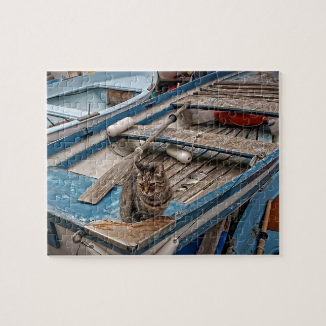 Let's Go Fishing - Cat Puzzle - 8x10 - 110 pc (Horizontal)
