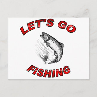 Lets go fishing postcard