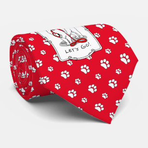 Let's Go! (for a walk) Samoyed w red leash Funny Tie