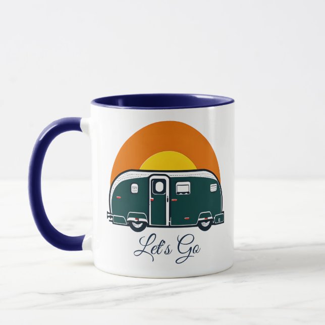 Let's Go! Fun Vintage Camper RV  Mug (Left)