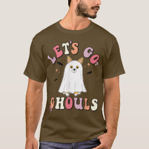 Lets Go Ghouls Corgi Floral Ghost Hippie T-Shirt