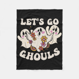 Lets Go Ghouls Costume Halloween Pumpkin Ghost Fleece Blanket