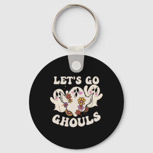 Lets Go Ghouls Costume Halloween Pumpkin Ghost Key Ring