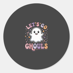Lets Go Ghouls Cute Halloween Ghost Graphic Design Classic Round Sticker