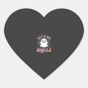 Lets Go Ghouls Cute Halloween Ghost Graphic Design Heart Sticker