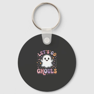 Lets Go Ghouls Cute Halloween Ghost Graphic Design Key Ring