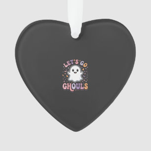 Lets Go Ghouls Cute Halloween Ghost Graphic Design Ornament