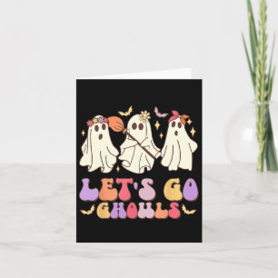 Let's Go Ghouls Cute Retro Halloween Ghost Squad Card