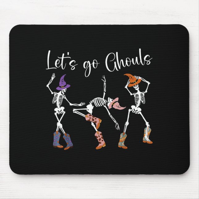 Let's Go Ghouls Dancing Skeleton Cowboy Western Ha Mouse Mat (Front)