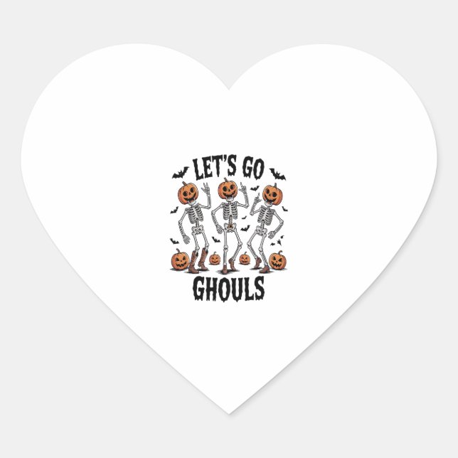 Let's Go Ghouls, Funny Spooky Heart Sticker (Front)