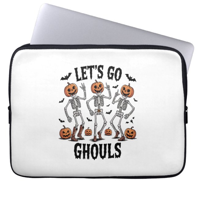 Let's Go Ghouls, Funny Spooky Laptop Sleeve (Front)