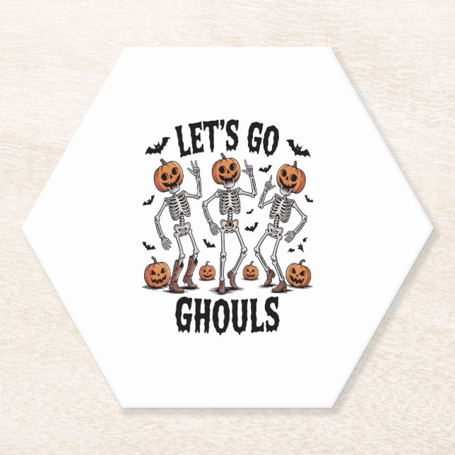 Let's Go Ghouls, Funny Spooky Paper Coaster (Front)