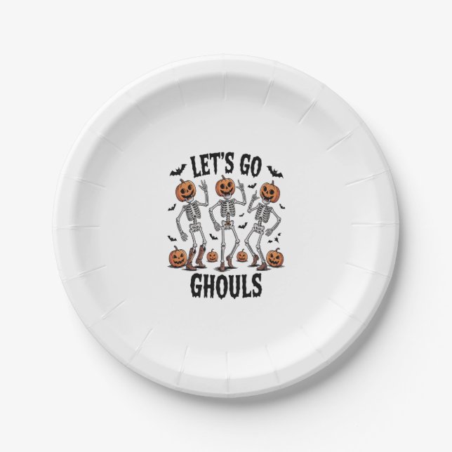Let's Go Ghouls, Funny Spooky Paper Plate (Front)