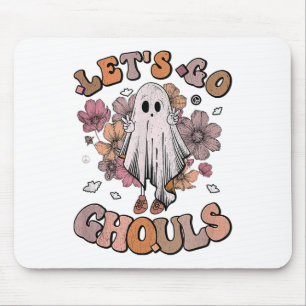 Let's Go Ghouls Ghost 70s Hippie Halloween Fall Re Mouse Mat