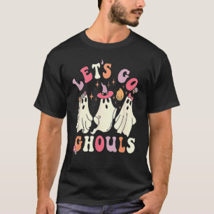 Let's Go Ghouls  Halloween Cute Groovy Ghost Retro T-Shirt