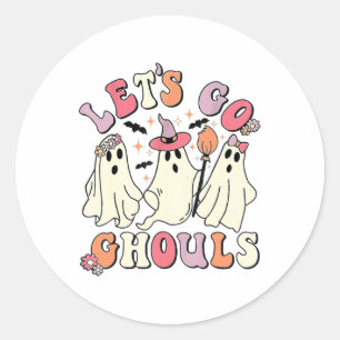 Let's Go Ghouls Halloween Ghost Classic Round Sticker