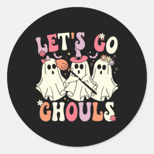 Let's Go Ghouls Halloween Ghost Costume Retro Groo Classic Round Sticker