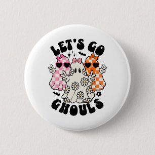 Let's Go Ghouls Halloween Ghost Floral Spooky Seas 6 Cm Round Badge
