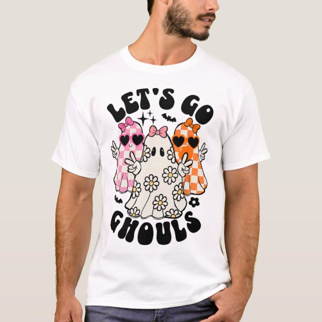 Let's Go Ghouls Halloween Ghost Floral Spooky Seas T-Shirt (Front)
