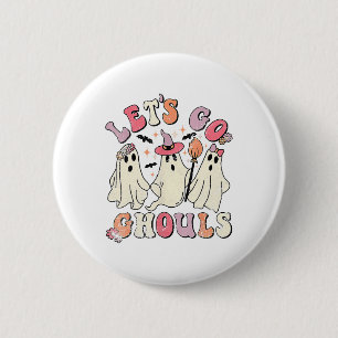 Let's Go Ghouls Halloween Ghost Outfit Costume Ret 6 Cm Round Badge
