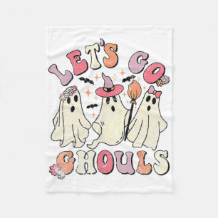 Let's Go Ghouls Halloween Ghost Outfit Costume Ret Fleece Blanket