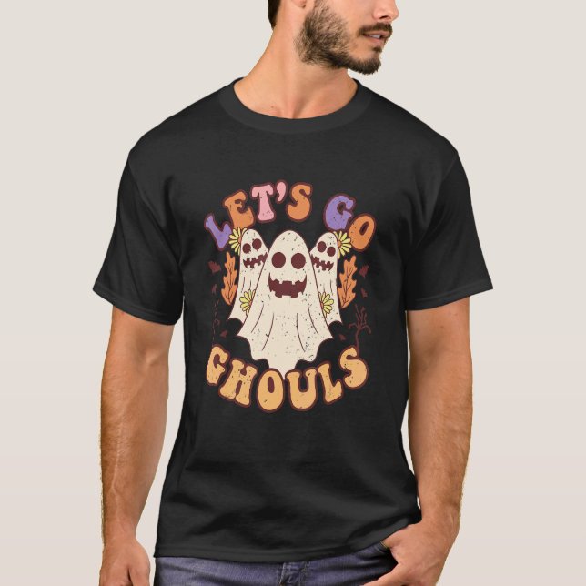 Let's Go Ghouls Halloween Ghost Outfit Costume Ret T-Shirt (Front)