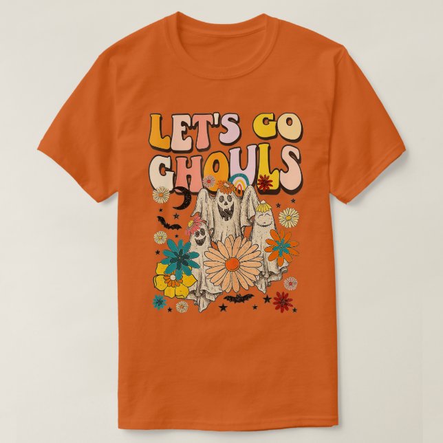Lets Go Ghouls Halloween Ghost  Retro 70s Hippie C T-Shirt (Design Front)