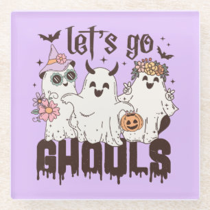 Let's Go Ghouls Halloween Glass Coaster