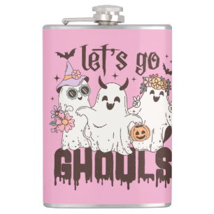 Let's Go Ghouls Halloween Hip Flask