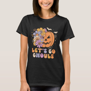 Let's Go Ghouls Halloween Pumpkin Costume Retro Gr T-Shirt