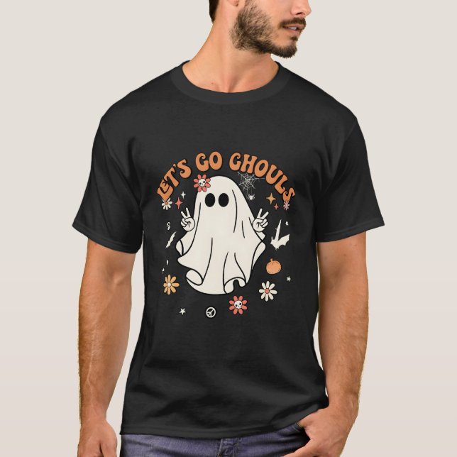 Let'S Go Ghouls Halloween Py Ghost Pumpkin T-Shirt (Front)