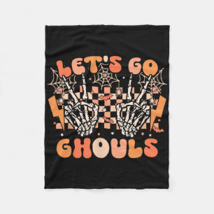 Let's Go Ghouls Halloween Skeleton Costume Retro G Fleece Blanket