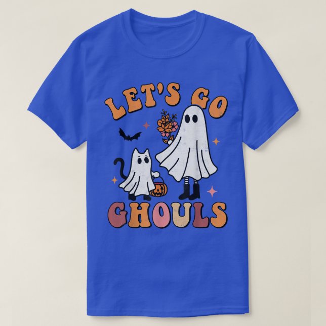 Let's Go Ghouls Halloween Spooky Season Groovy Ret T-Shirt (Design Front)