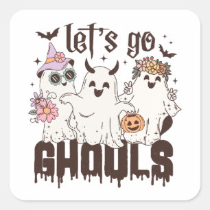 Let's Go Ghouls Halloween Square Sticker