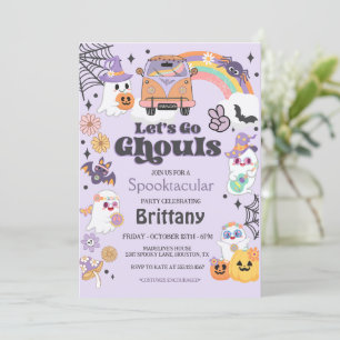 Let''s Go Ghouls Hippie Halloween Party Invitation