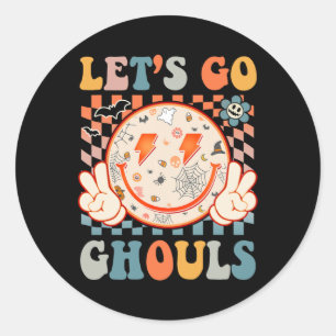 Let's Go Ghouls Hippie Smile Face Retro Halloween  Classic Round Sticker