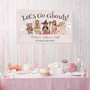 Let's Go Ghouls Pink Halloween Costume Party  Banner
