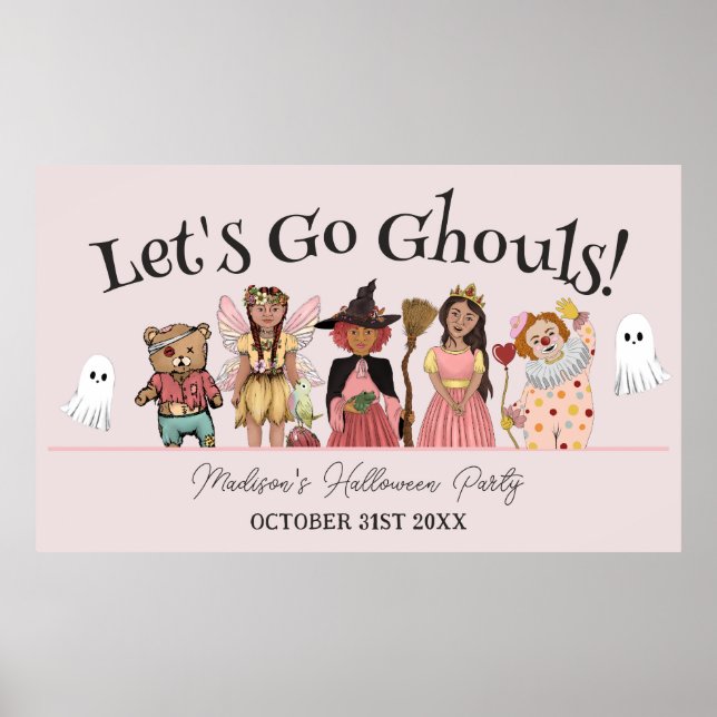 Let's Go Ghouls Pink Halloween Costume Party  Poster (Front)