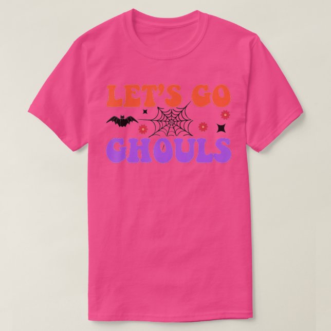 Let's Go Ghouls Retro Floral Ghost Costume Hallowe T-Shirt (Design Front)
