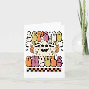 Let's Go Ghouls Retro Floral Ghost Groovy Hallowee Card