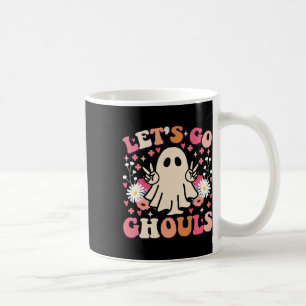Let's Go Ghouls Retro Floral Ghost Groovy Hallowee Coffee Mug