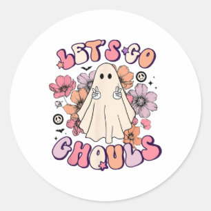 Let's Go Ghouls Retro Halloween Bychelorette Brida Classic Round Sticker