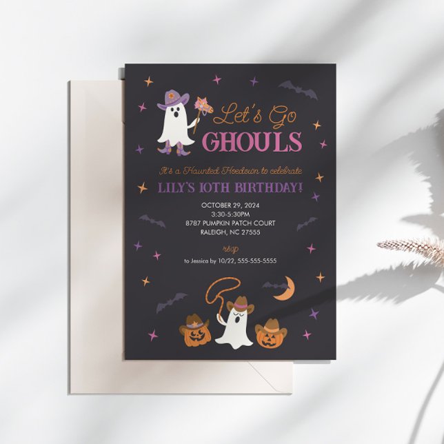 Let's Go Ghouls Western Halloween Birthday Invite (Let's Go Ghouls, Western Halloween Birthday Party Invitation)