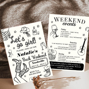 Let's Go Girl Nashville Bachelorette Itinerary Invitation