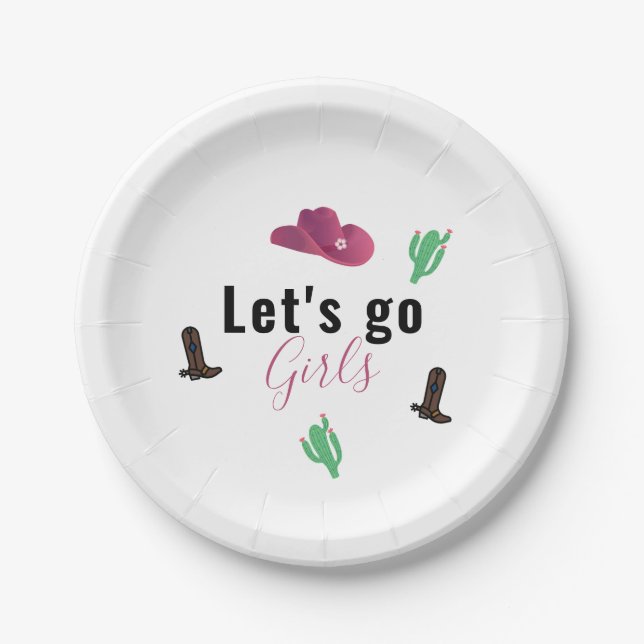 Let's Go Girls Austin Texas Cowgirl Bachelorette Paper Plate (Front)