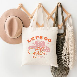 Let's Go Girls Cowboy Hat Bachelorette Custom Name Tote Bag