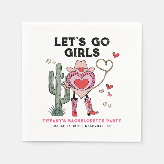 Let's Go Girls Cowgirl Bachelorette Weekend Napkin (Front)