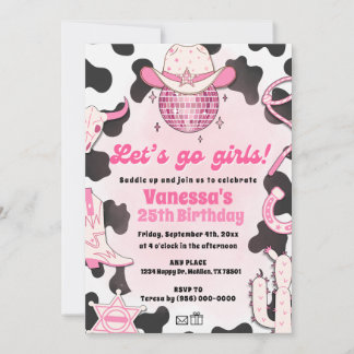Let's Go Girls Cowgirl Rodeo Disco Invitation