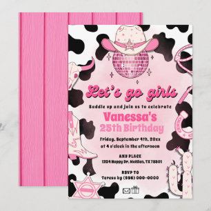 Let's Go Girls Cowgirl Rodeo Disco Invitation 